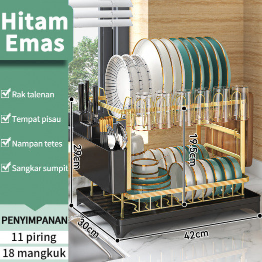 GOLD Rak Piring Peniris Stainless Rak Wastafel Dan Peralatan Dapur Kokoh Kuat Besi 